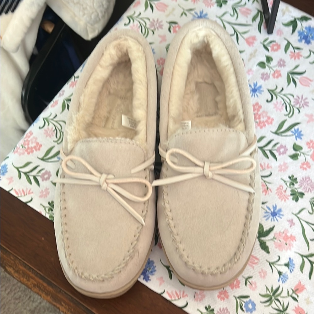 Cozy Cream Moccasin Slippers